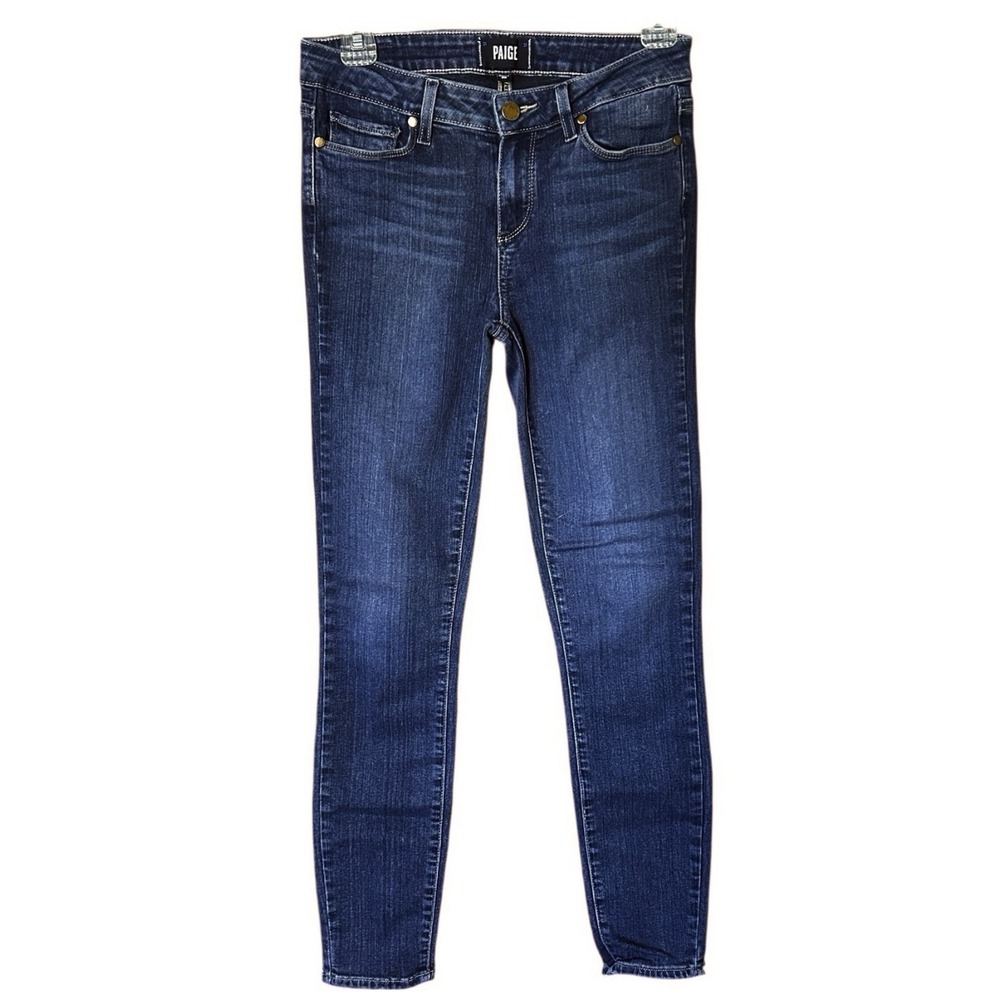 PAIGE Verdugo Ankle Skinny Jeans Women's 28 Dark Blue Stretch Mid Rise